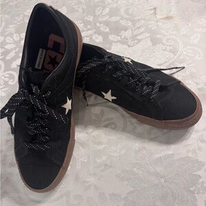 Black Canvas Sneakers with Star Design